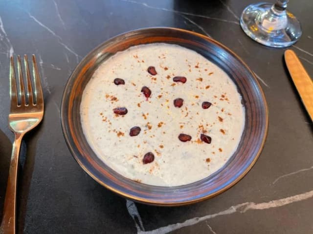 Smoked zakiya & Pomegranate Raita